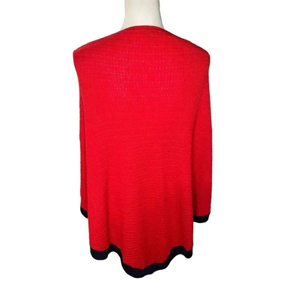 Talbots Women’s Large Red & Black Lace Up Knit Cape Sweater EUC - Picture 3 of 4